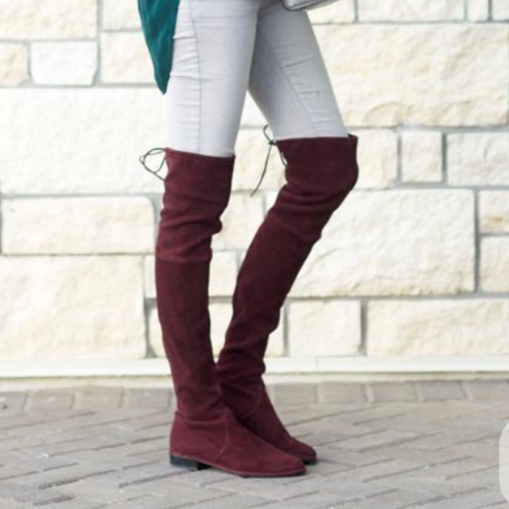 LIKE NEW Stuart Weitzman Lowland Bordeaux Over-the-Knee Boots - Women's 6.5